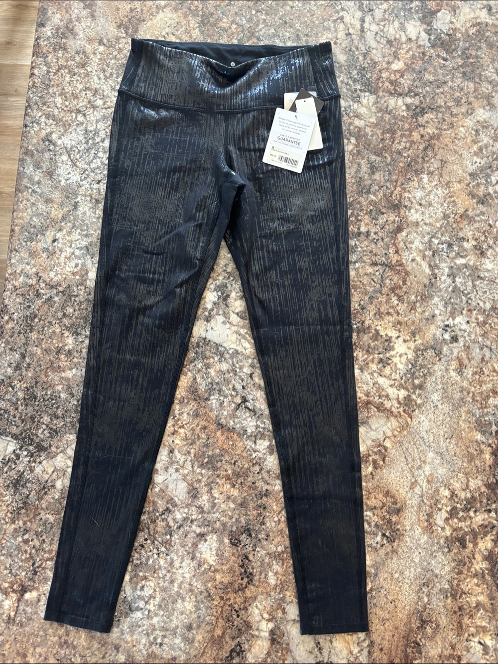 Athleta Black Metallic Patterned High-Rise Leggings